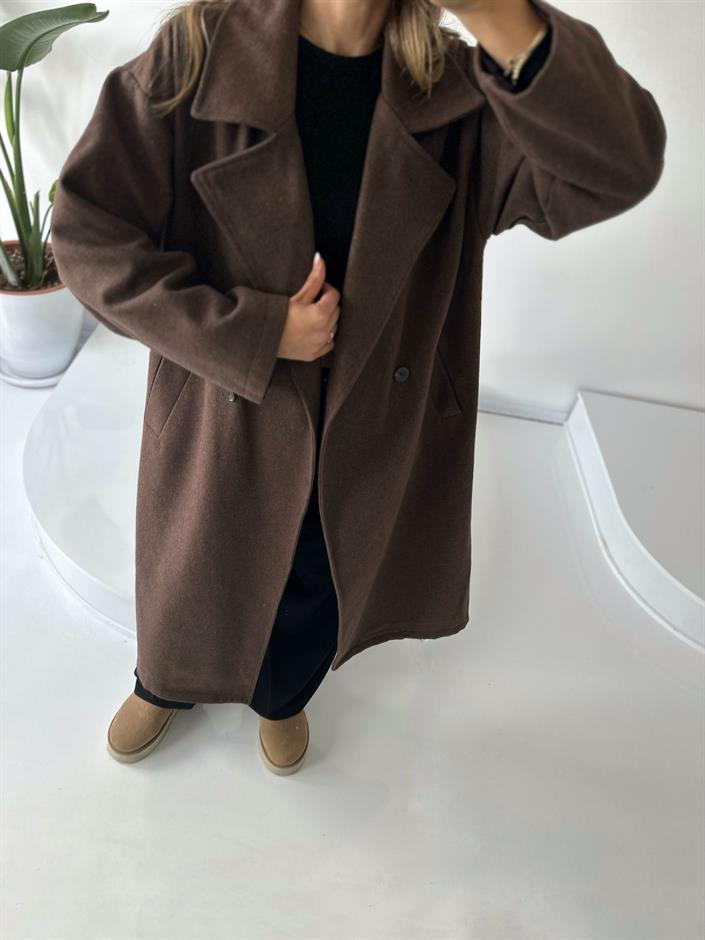 Frankie Kahverengi Oversize Astarlı Kaban 