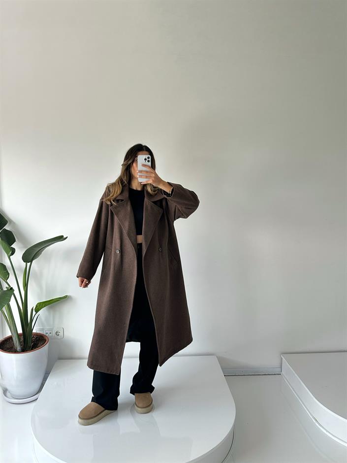 Frankie Kahverengi Oversize Astarlı Kaban 