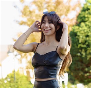 Gale Siyah Deri Crop