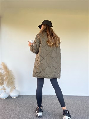 Geos Yeşil Oversize Kapitone Mont
