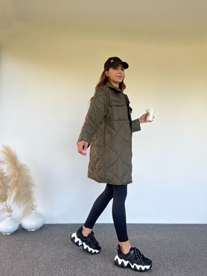 Geos Yeşil Oversize Kapitone Mont
