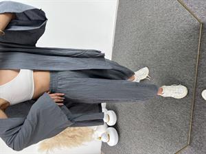Gri Gofre Kimono Takım 