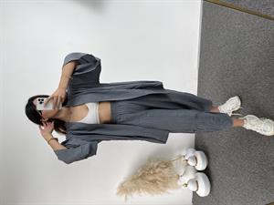 Gri Gofre Kimono Takım 