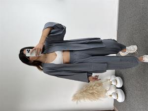 Gri Gofre Kimono Takım 