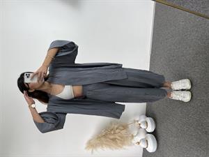 Gri Gofre Kimono Takım 