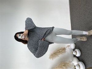 Gri Kırçıllı Oversize Kazak 