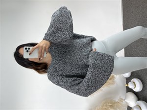Gri Kırçıllı Oversize Kazak 
