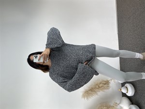 Gri Kırçıllı Oversize Kazak 