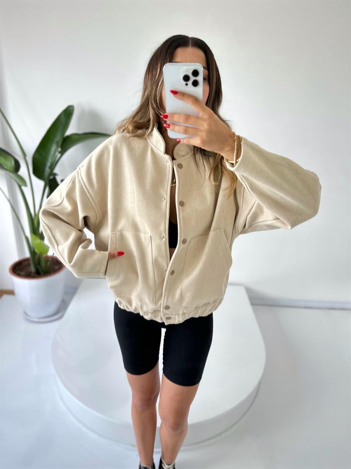 Bej Oversize Kaşe Ceket