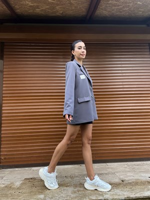 Gri Oversize Premium Blazer Ceket 