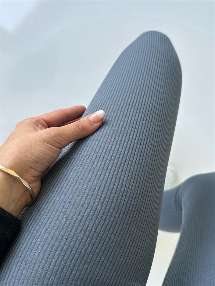 Gri Şardonlu Fitilli Toparlayıcı Tayt