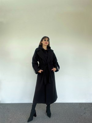 Griff Premium Siyah Kuşaklı Kaban 
