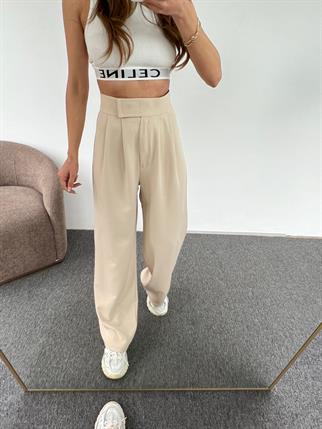 Guga Bej Çırt Çırt Bantlı Pantolon 