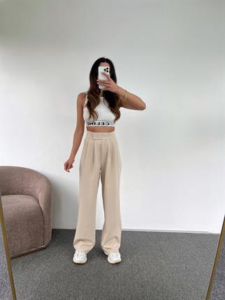 Guga Bej Çırt Çırt Bantlı Pantolon 