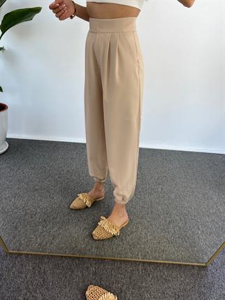 Guga Bej Paçası Lastikli Pantolon