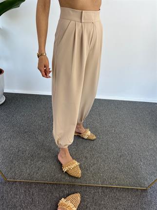 Guga Bej Paçası Lastikli Pantolon