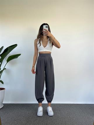 Guga Gri Paçası Lastikli Pantolon