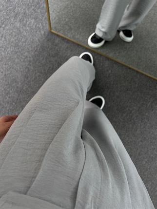 Guga Keten Gri Çırt Bantlı Pantolon