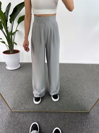 Guga Keten Gri Çırt Bantlı Pantolon