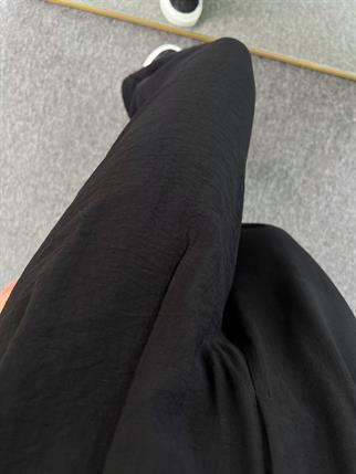Guga Keten Siyah Çırt Bantlı Pantolon