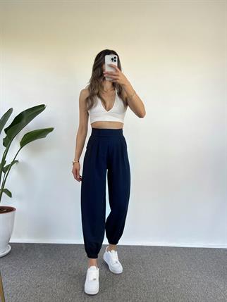 Guga Lacivert  Paçası Lastikli Pantolon