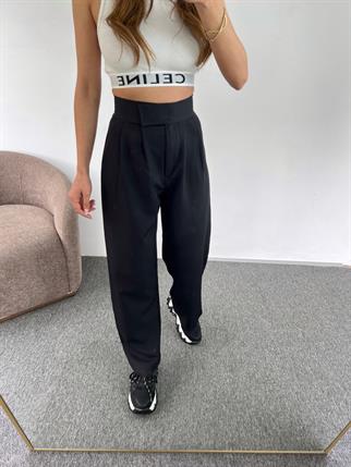 Guga Siyah Çırt Çırt Bantlı Pantolon