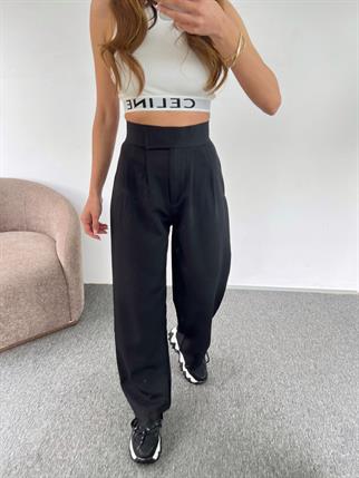 Guga Siyah Çırt Çırt Bantlı Pantolon