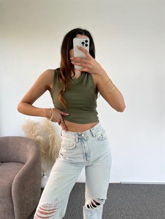 Haki Halter Crop