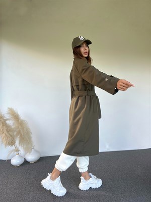 Haki Yeşil Premium Trençkot