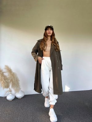 Haki Yeşil Premium Trençkot