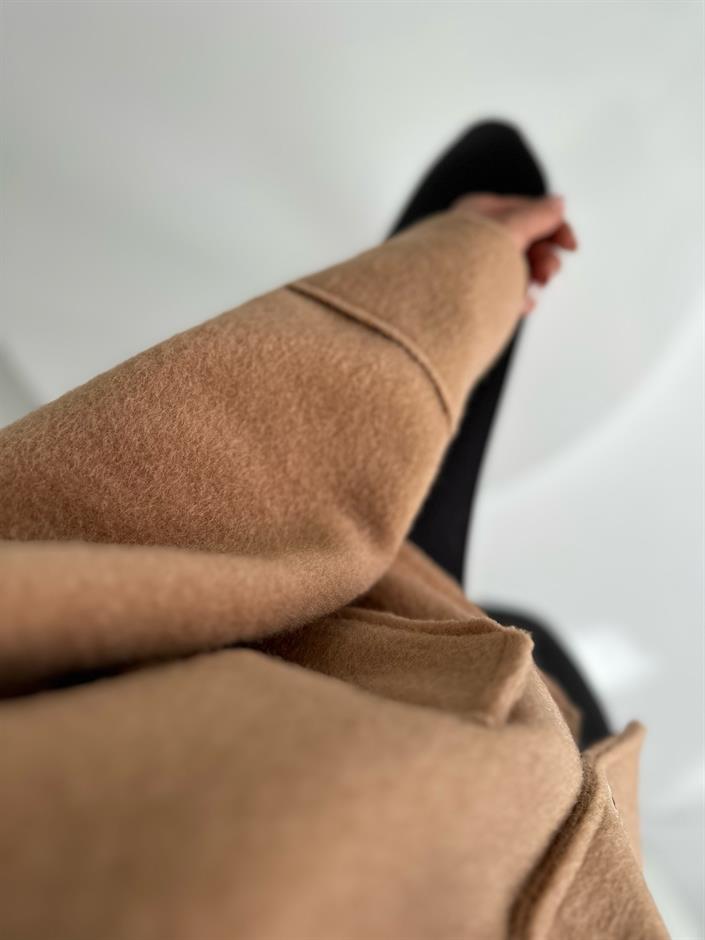 İthal Camel Kürk Kısa Düğmeli Kaban