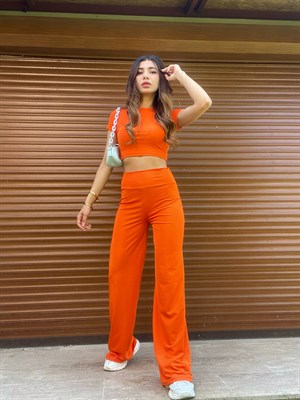 İva Turuncu Crop Pantolon Takım