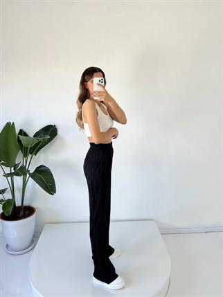 James Siyah Piliseli Yüksek Bel Pantolon 