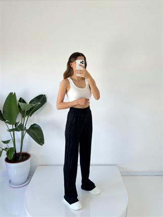 James Siyah Piliseli Yüksek Bel Pantolon 