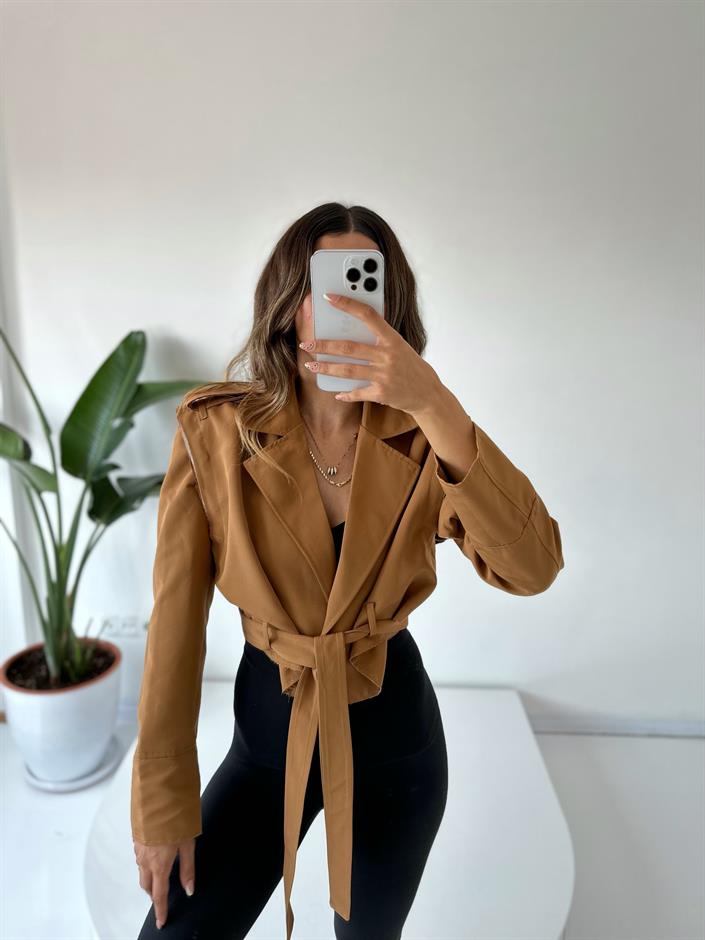 Jamie Camel Kısa Trençkot