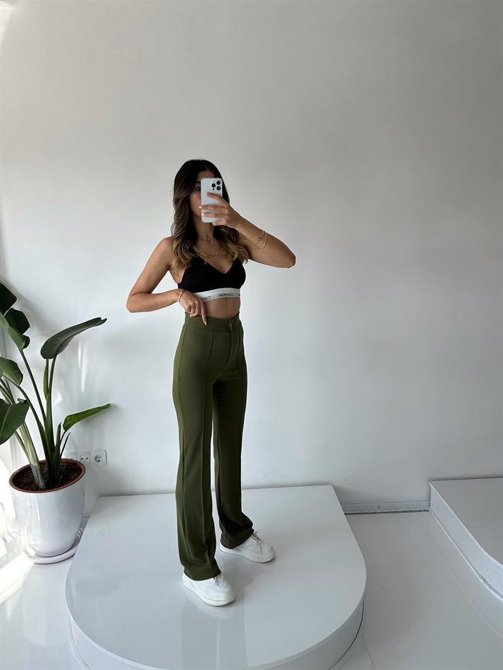 Jeremy Haki Yeşil Çımalı Pantolon