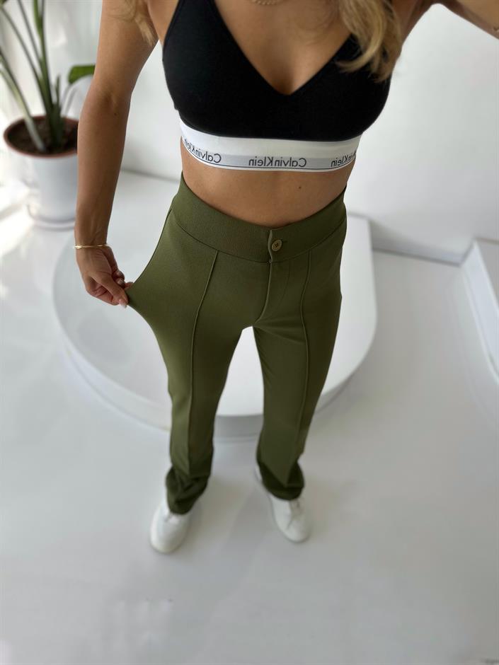 Jeremy Haki Yeşil Çımalı Pantolon