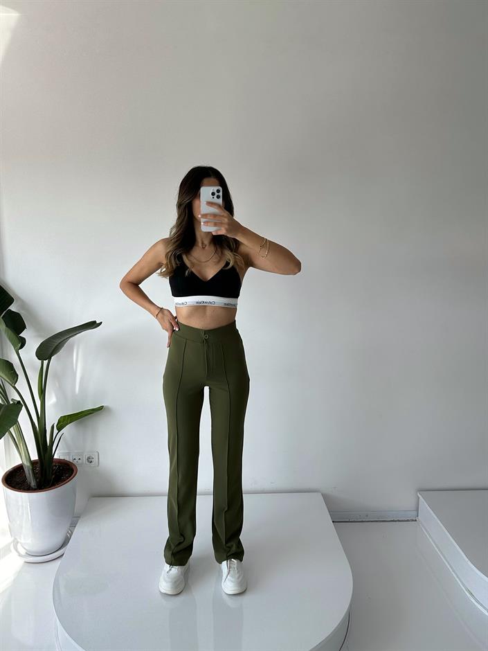 Jeremy Haki Yeşil Çımalı Pantolon