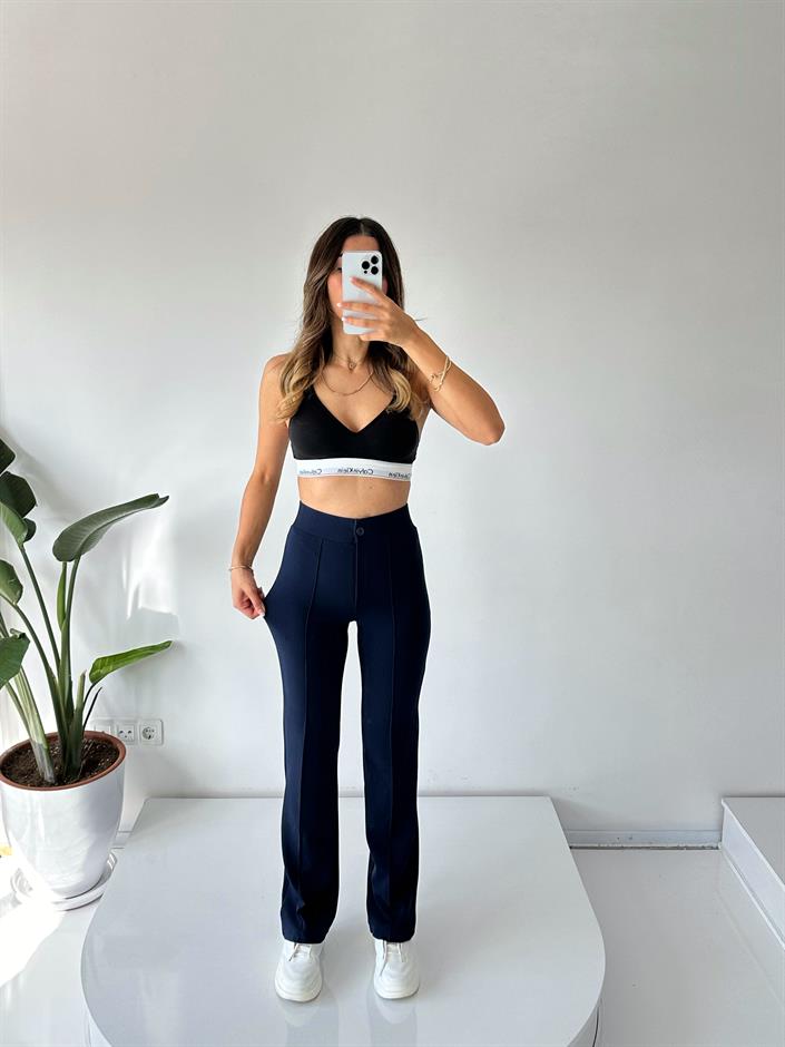 Jeremy Lacivertl Çımalı Pantolon