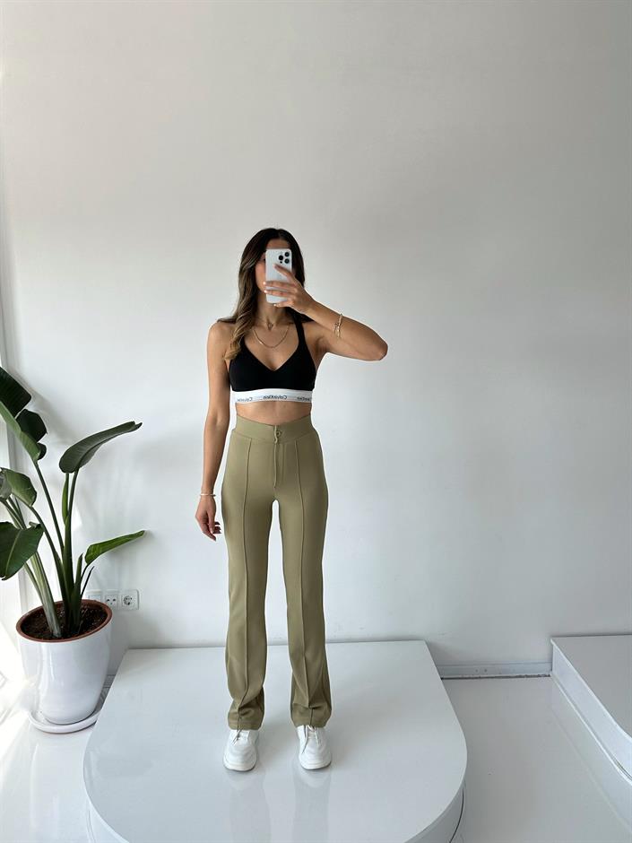 Jeremy Yağ Yeşili Çımalı Pantolon