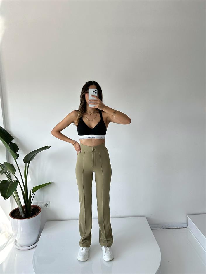 Jeremy Yağ Yeşili Çımalı Pantolon