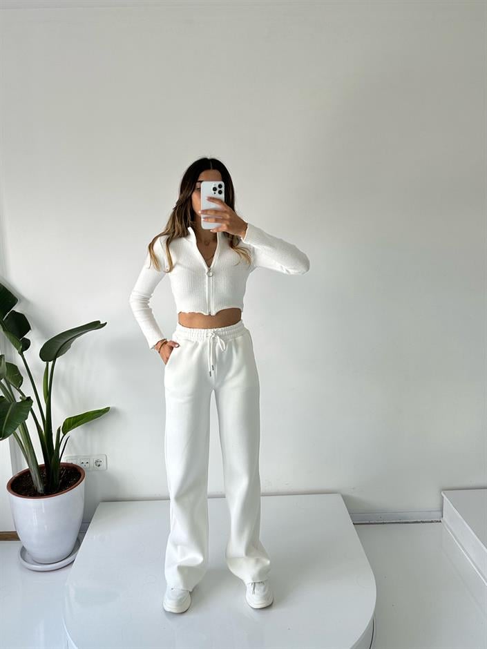 Jimmy Beyaz  Şardonlu Eşofman Altı