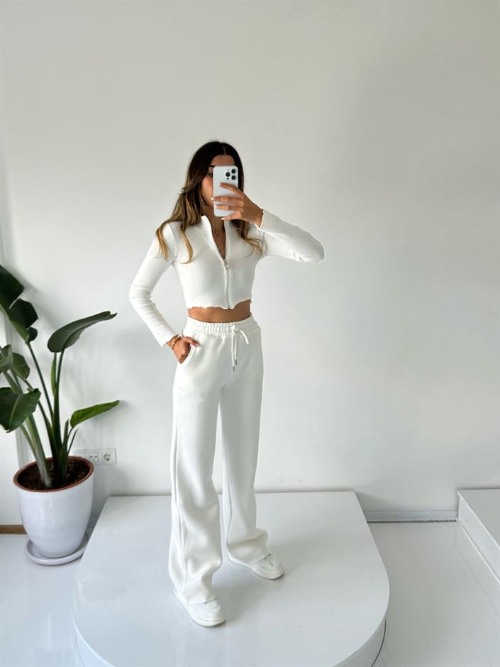 Jimmy Beyaz  Şardonlu Eşofman Altı