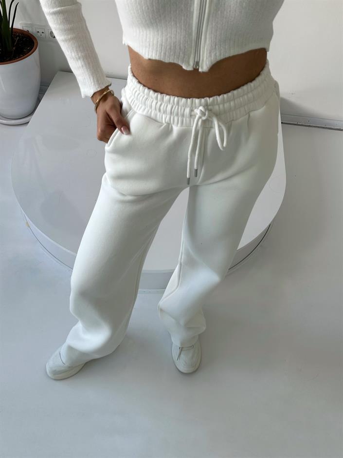 Jimmy Beyaz  Şardonlu Eşofman Altı