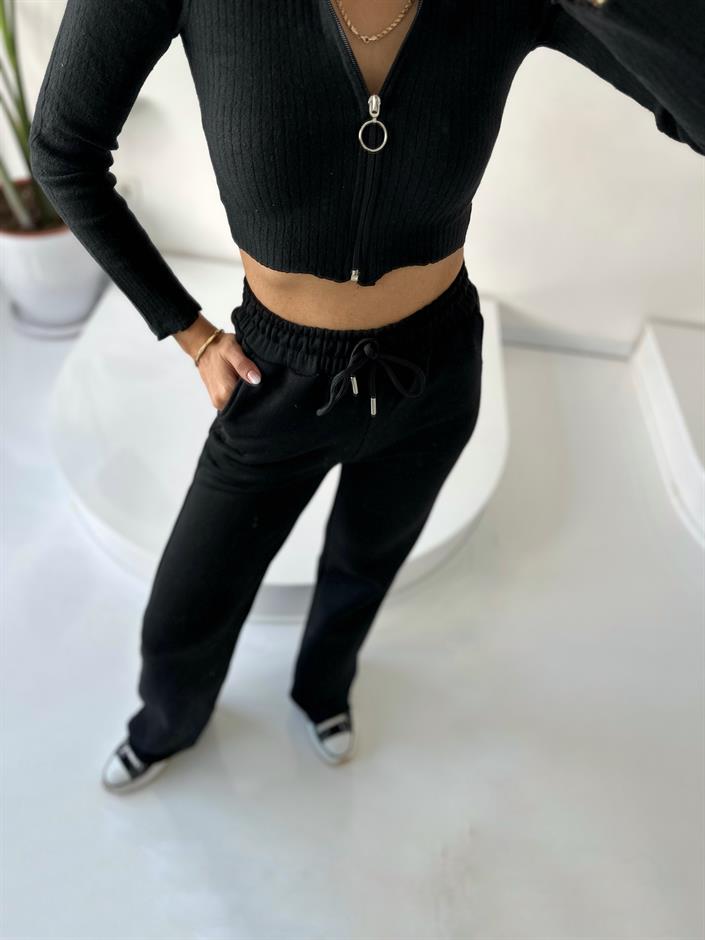 Jimmy Siyah Şardonlu Eşofman Altı