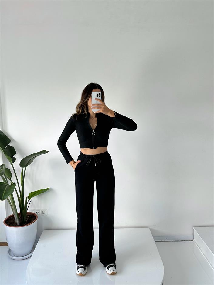 Jimmy Siyah Şardonlu Eşofman Altı