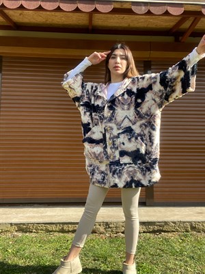 Joe Peluş Kapüşonlu Kaban 