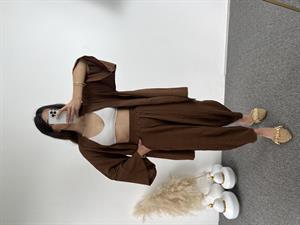 Kahve Gofre Kimono Takım 