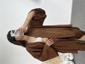 Kahve Gofre Kimono Takım 