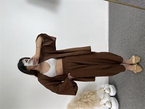 Kahve Gofre Kimono Takım 